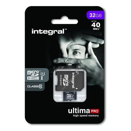 Carte mémoire Micro SD Integral 32 Go + adaptateur SD