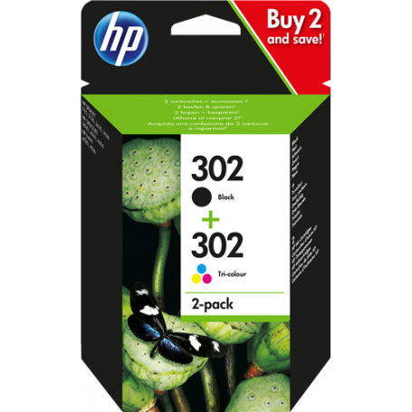 HP 302 cartouche d'encre pack noir et trois couleurs originales