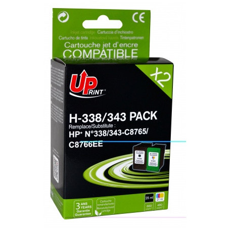 Pack 2 Cartouches d'encre compatible HP 338/343 ( Noir, Couleur)