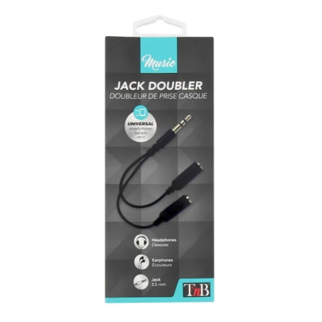 Câble doubleur jack 3,5mm mâle / 2 jack 3,5mm femelle 7cm