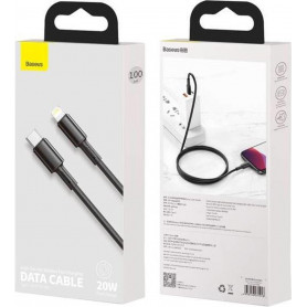 CABLE TYPE-C / LIGHTNING BASEUS (1 mètre) 20W NOIR (blister) CATLGD-01