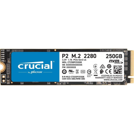 Disque SSD Crucial P2 250Go - NVMe M.2 Type 2280