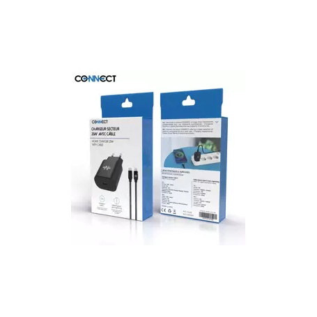 Chargeur Secteur Type-C CONNECT 25W avec Câble Lightning (1m)