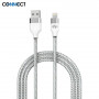 Câble Data USB vers Lightning CONNECT Nylon Tressé 1m Blanc