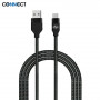 Câble Data USB vers Type C CONNECT Nylon Tressé 1m Noir