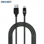 Câble Data USB vers Type C CONNECT Nylon Tressé 2m Noir